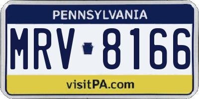 PA license plate MRV8166