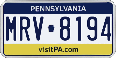PA license plate MRV8194