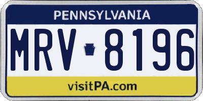 PA license plate MRV8196