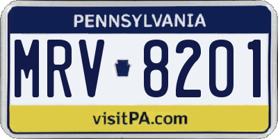 PA license plate MRV8201