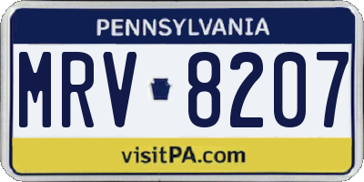 PA license plate MRV8207