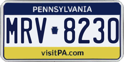 PA license plate MRV8230
