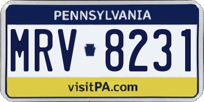 PA license plate MRV8231