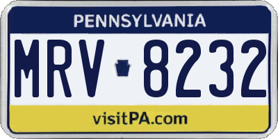 PA license plate MRV8232