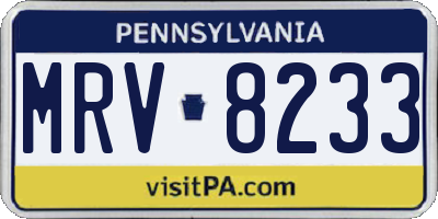 PA license plate MRV8233