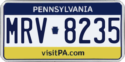 PA license plate MRV8235