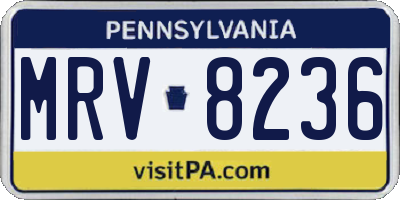 PA license plate MRV8236
