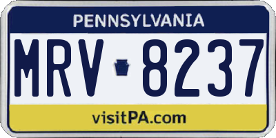 PA license plate MRV8237