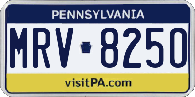 PA license plate MRV8250