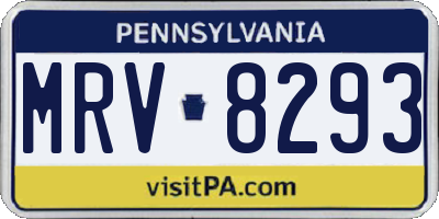 PA license plate MRV8293