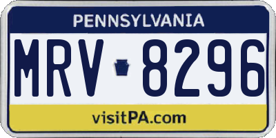PA license plate MRV8296