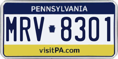 PA license plate MRV8301