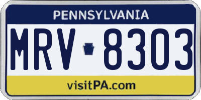PA license plate MRV8303