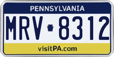 PA license plate MRV8312