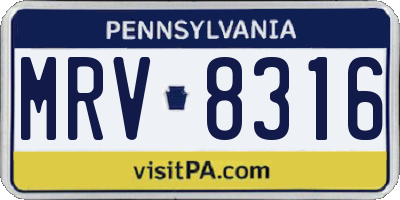 PA license plate MRV8316