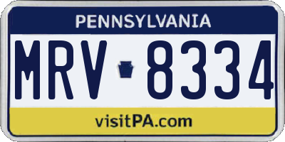 PA license plate MRV8334