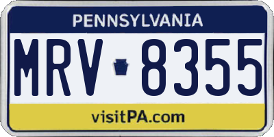 PA license plate MRV8355