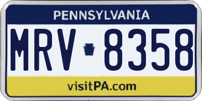 PA license plate MRV8358