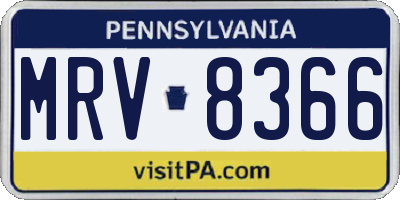 PA license plate MRV8366