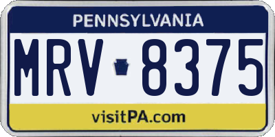 PA license plate MRV8375