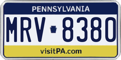 PA license plate MRV8380