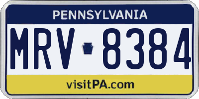 PA license plate MRV8384