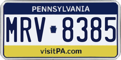 PA license plate MRV8385