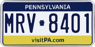 PA license plate MRV8401