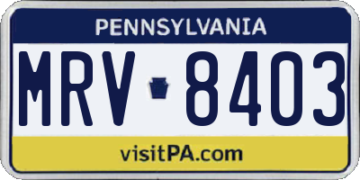 PA license plate MRV8403