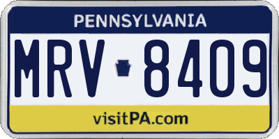 PA license plate MRV8409