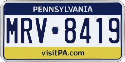 PA license plate MRV8419