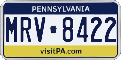 PA license plate MRV8422