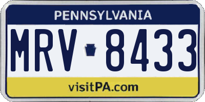 PA license plate MRV8433