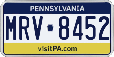 PA license plate MRV8452