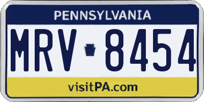 PA license plate MRV8454