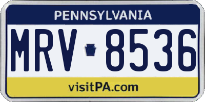 PA license plate MRV8536
