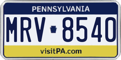 PA license plate MRV8540