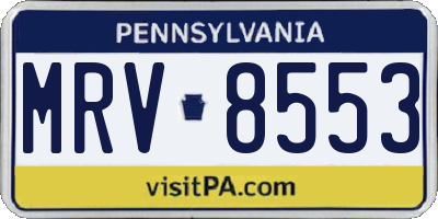 PA license plate MRV8553