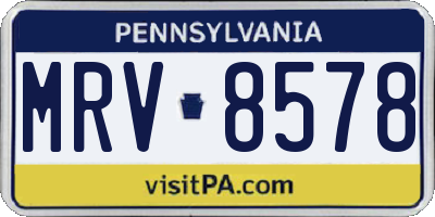 PA license plate MRV8578