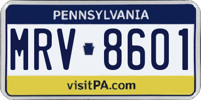 PA license plate MRV8601