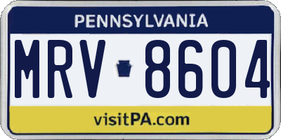 PA license plate MRV8604