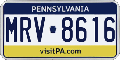 PA license plate MRV8616