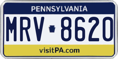 PA license plate MRV8620