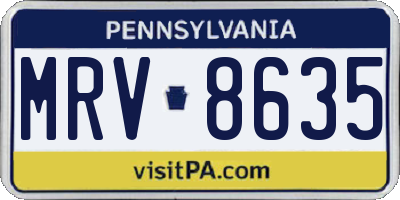 PA license plate MRV8635