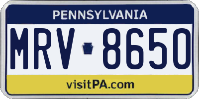 PA license plate MRV8650
