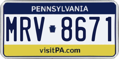 PA license plate MRV8671