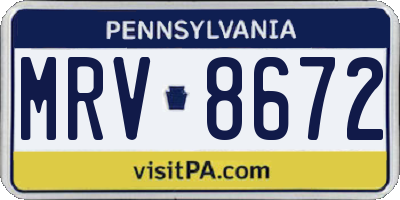PA license plate MRV8672