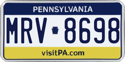 PA license plate MRV8698