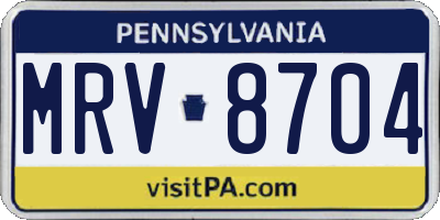 PA license plate MRV8704