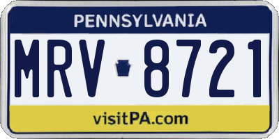 PA license plate MRV8721